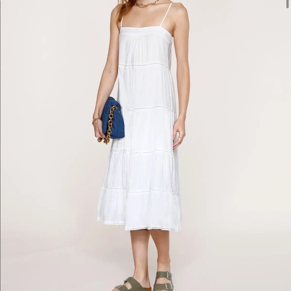 Heartloom Jilly Dress - White Lace Gauze Midi Dress - Picture 1 of 7